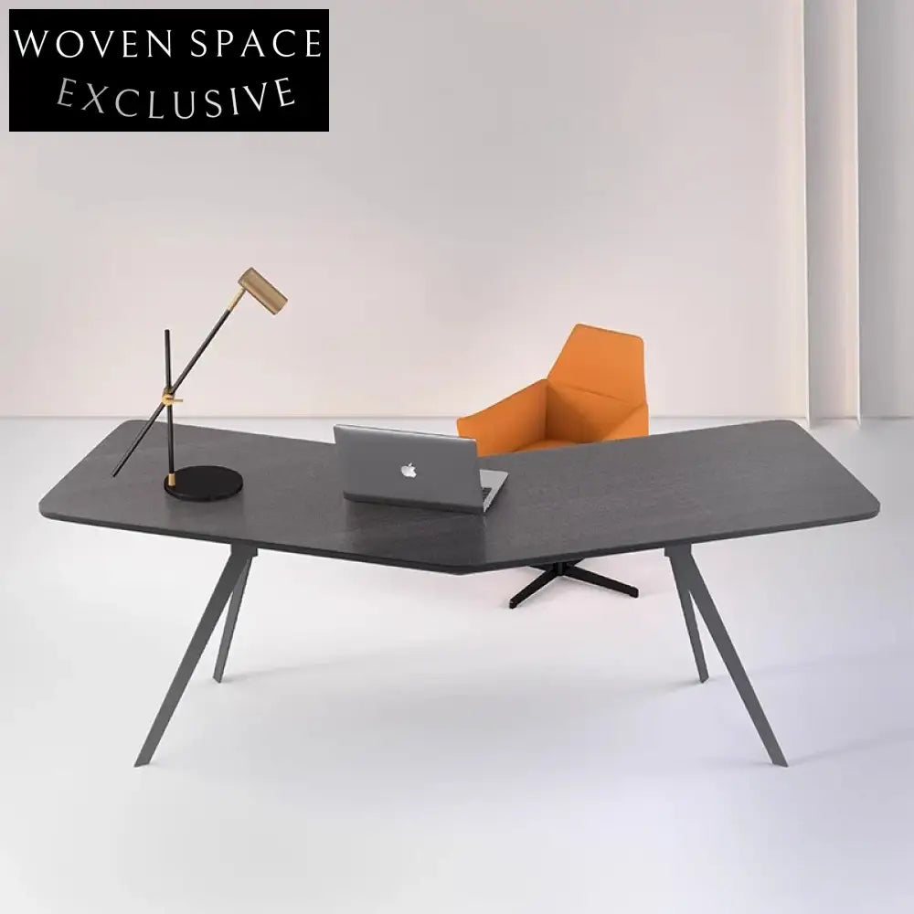 Solid Wood L-Shaped Office Desk with Metal Legs - Walnut, 79-inch Wide Desk