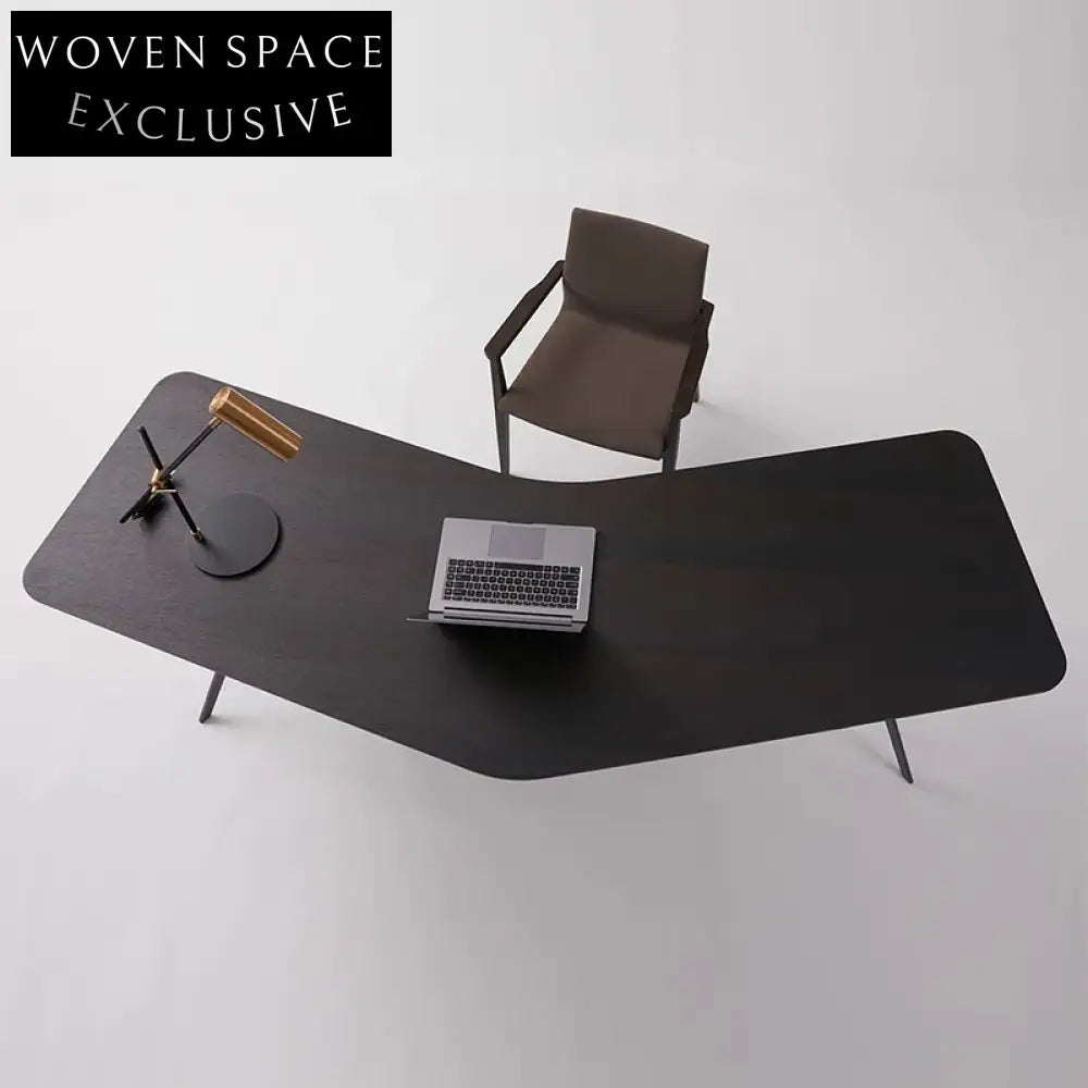 Solid Wood L-Shaped Office Desk with Metal Legs - Walnut, 79-inch Wide Desk
