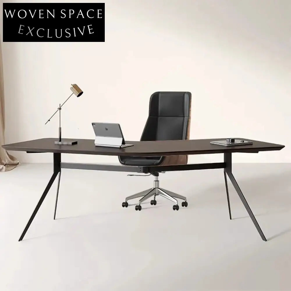 Solid Wood L-Shaped Office Desk with Metal Legs - Walnut, 79-inch Wide Desk