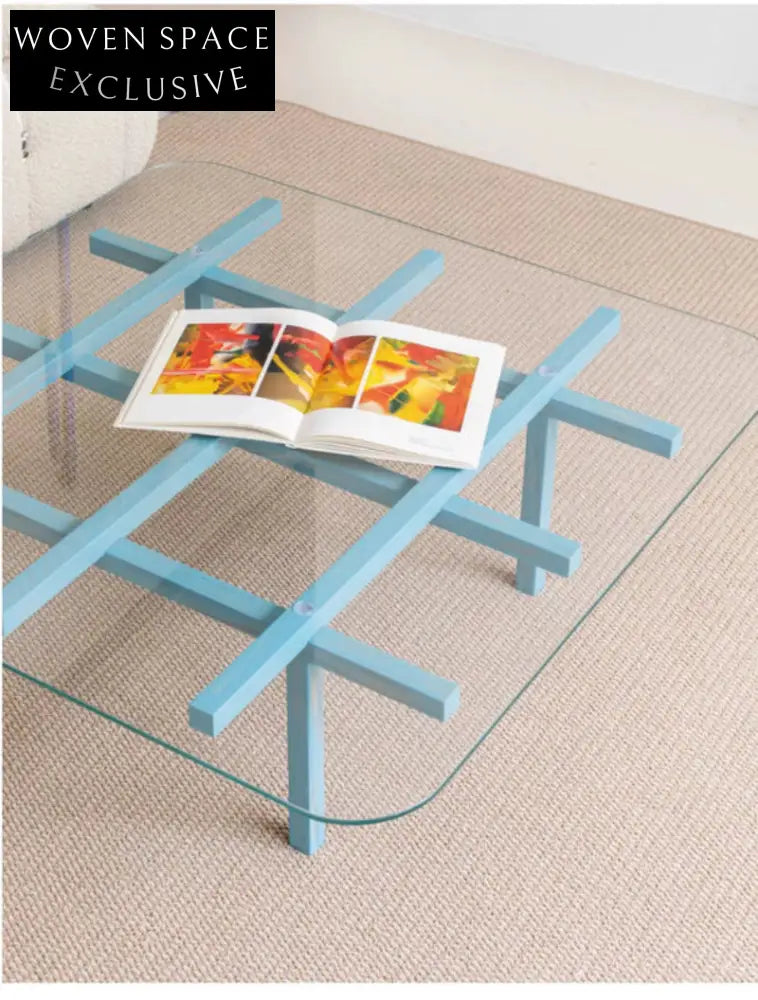 solid wood maze coffee table glass