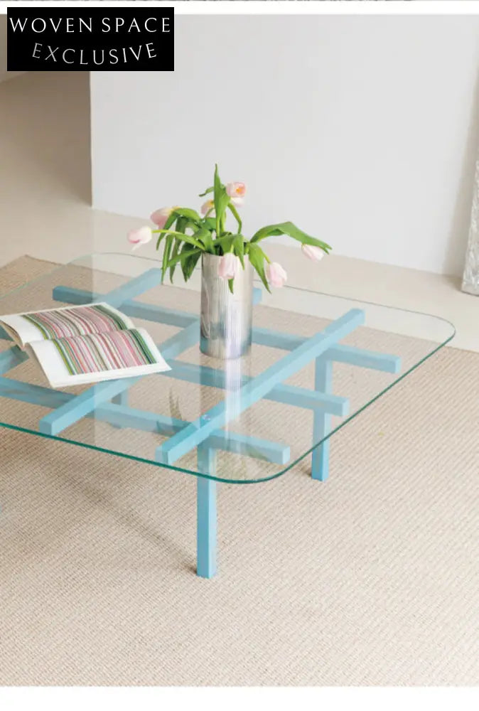 solid wood maze coffee table glass