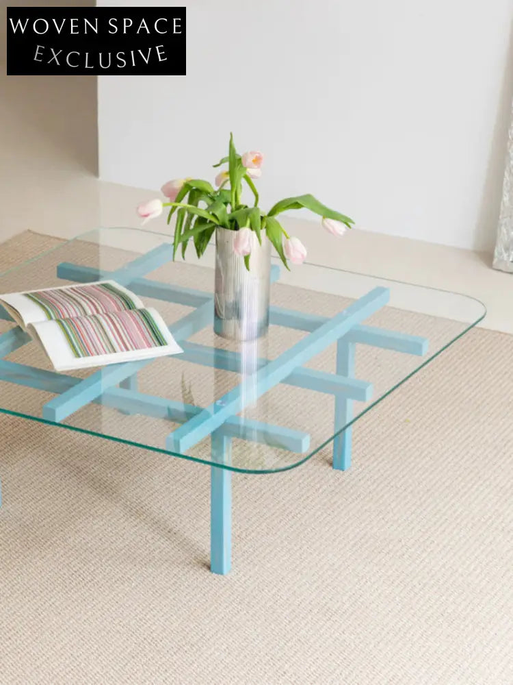 solid wood maze coffee table glass