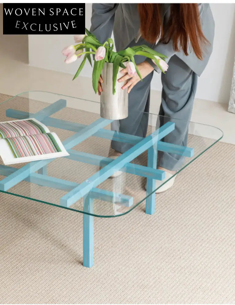 solid wood maze coffee table glass
