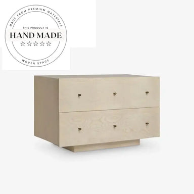 Solid Wood Natural Oak Two Drawer Bedroom Bedside Table