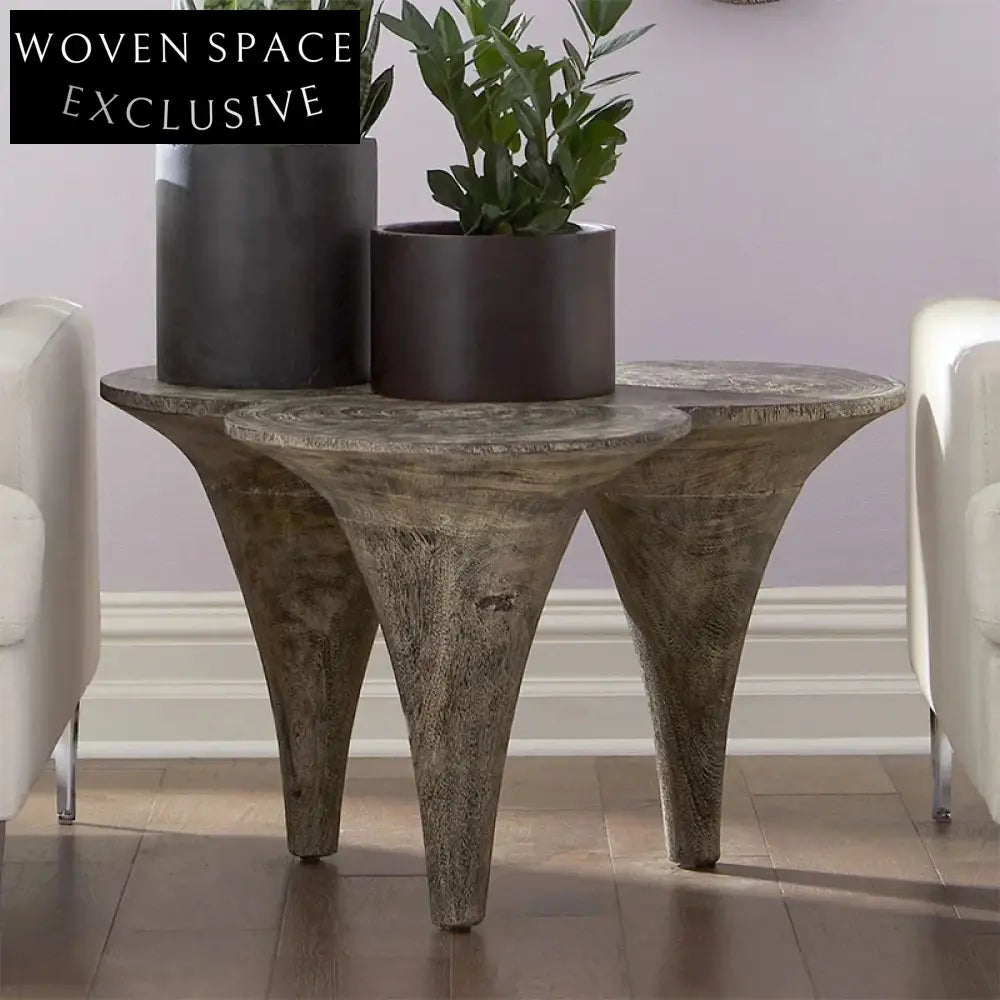 Solid Wood Retro Artistic Living Room Coffee Table Set for Home & Hotel