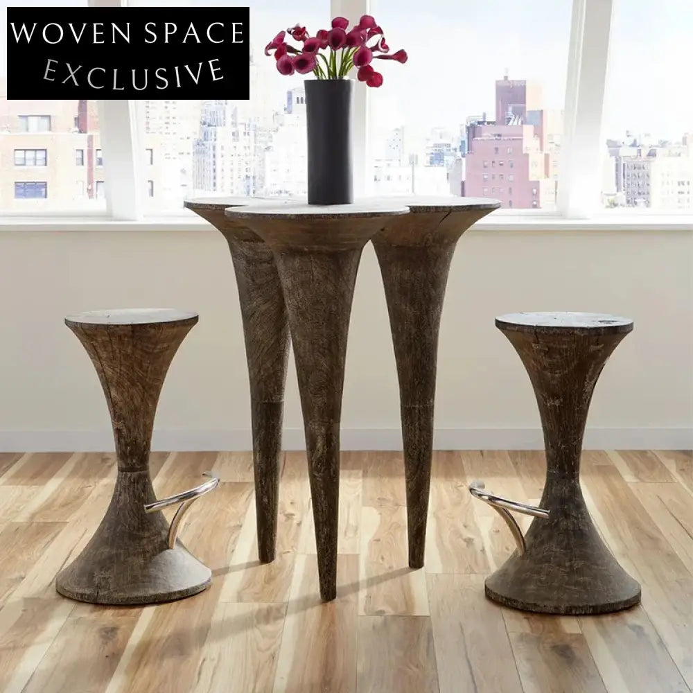 Solid Wood Retro Artistic Living Room Coffee Table Set for Home & Hotel