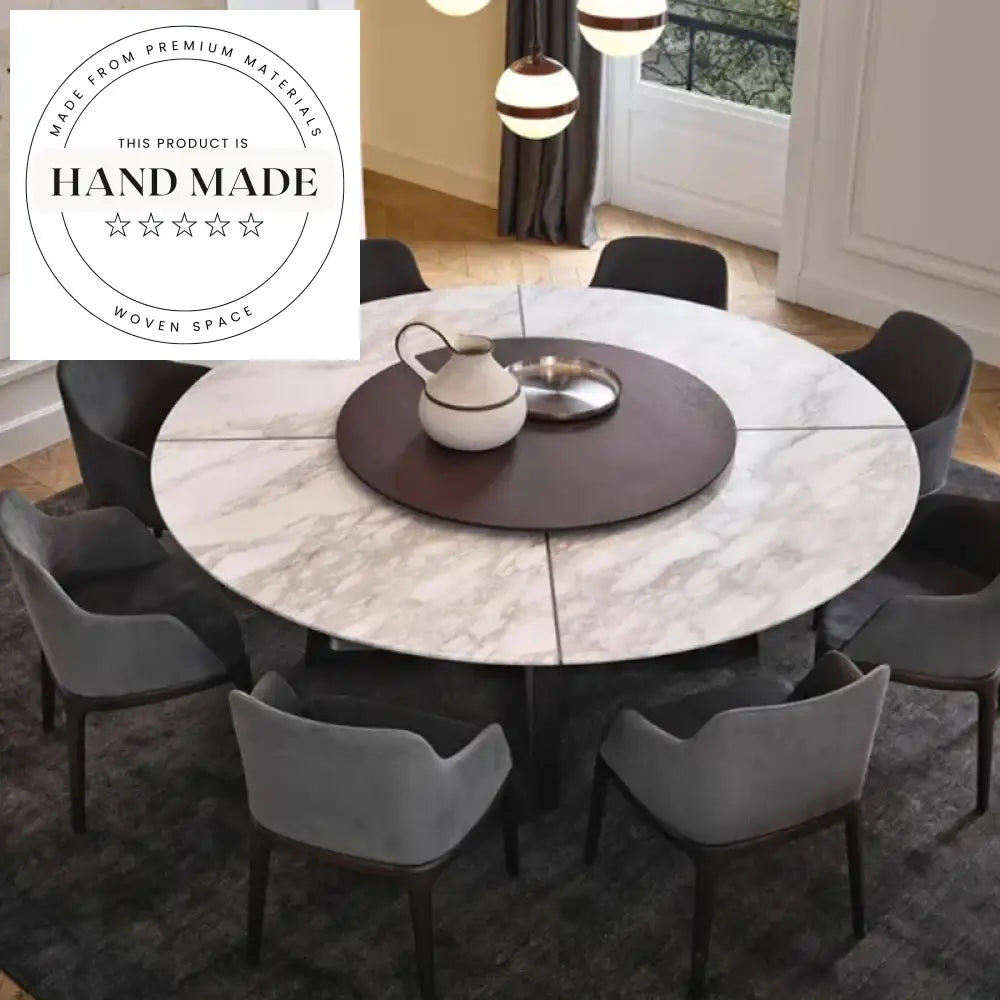Solid Wood Round Nordic Turntable 8-Seater Dining Table
