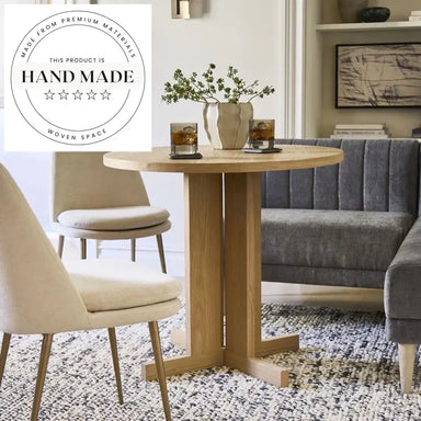 Solid Wood Round Pedestal Dining Table for Cafe Restaurant Home