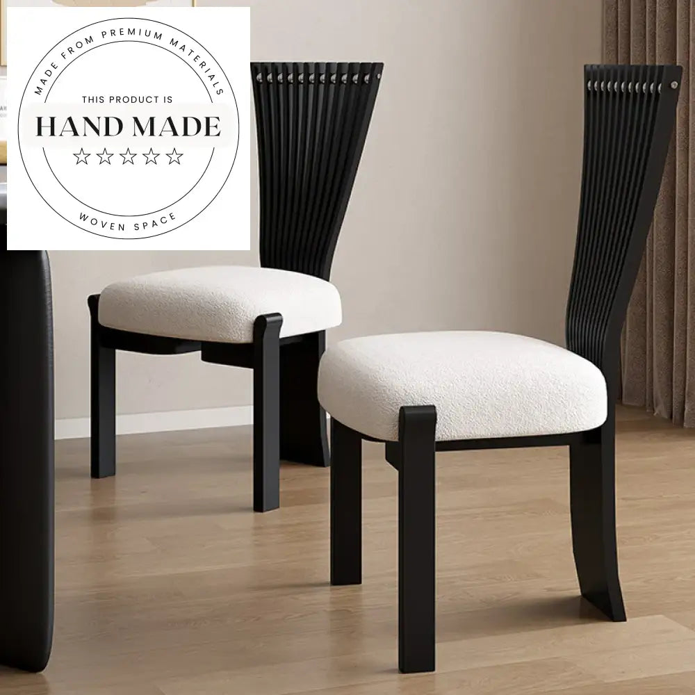 Solid Wood Vintage High Back Upholstered PU Leather Dining Chair