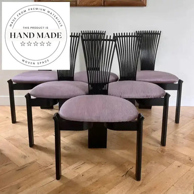 Solid Wood Vintage High Back Upholstered PU Leather Dining Chair