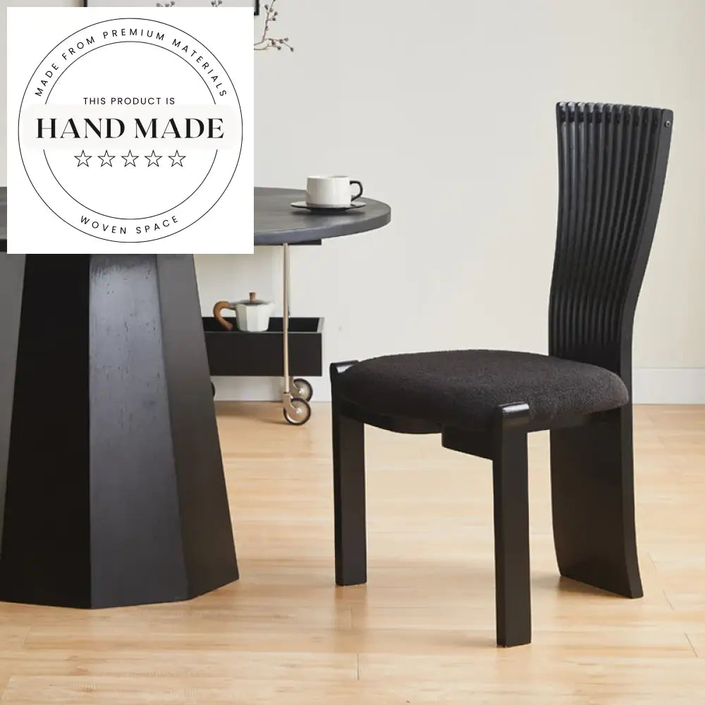 Solid Wood Vintage High Back Upholstered PU Leather Dining Chair