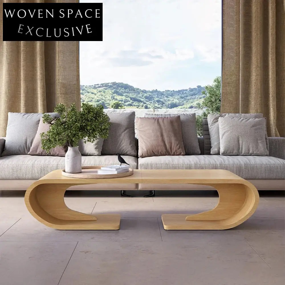 Solid Wood Wavy Creative Design Living Room Walnut Coffee Table