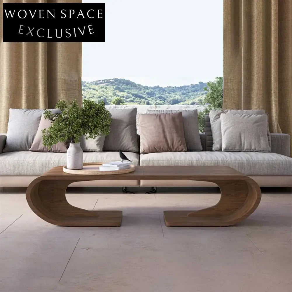 Solid Wood Wavy Creative Design Living Room Walnut Coffee Table