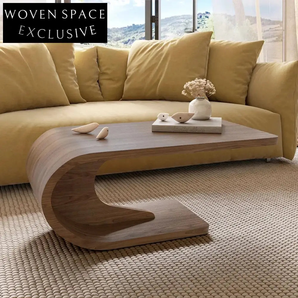Solid Wood Wavy Creative Design Living Room Walnut Coffee Table