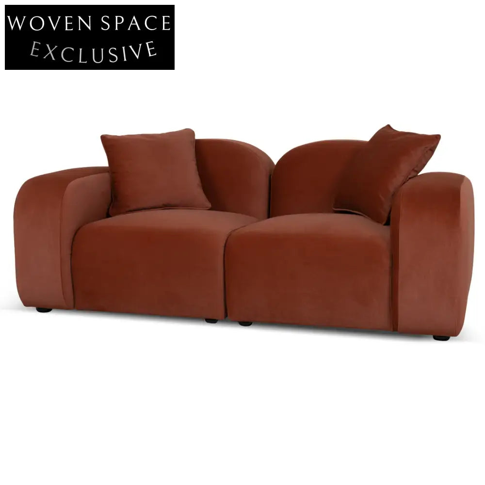 Soma 2 Seater Sofa - Umber Orange Stool