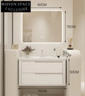 Sophia Oak Bathroom Cabinet with Corian Basin 70cm smart mirror + Corian integrated basin