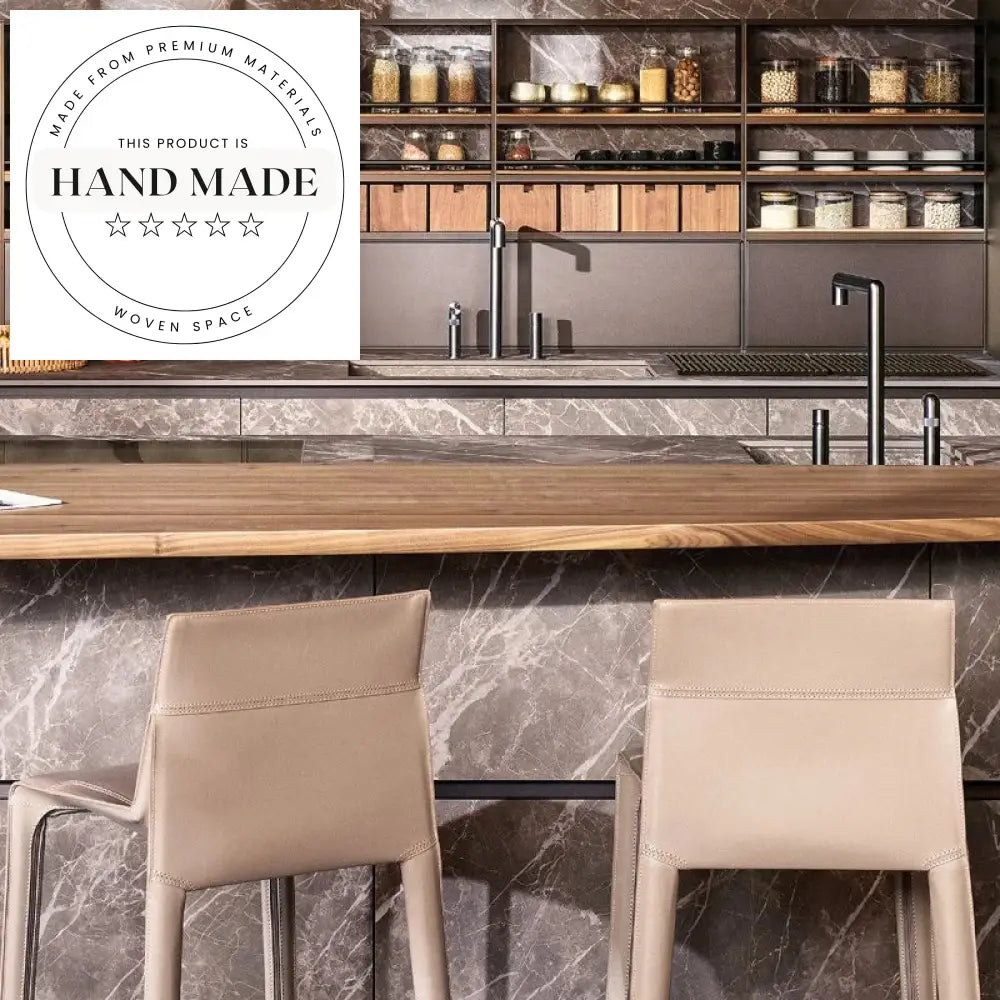 Sophisticated Italian Leather Counter Height Bar Chair for Modern Kitchens