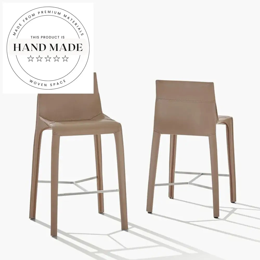 Sophisticated Italian Leather Counter Height Bar Chair for Modern Kitchens