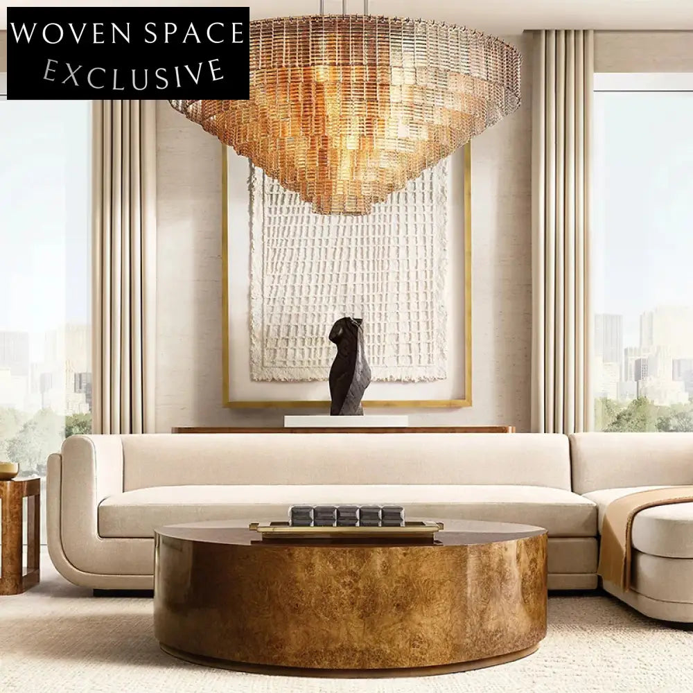 Sophisticated Round Burl Wood Coffee Table for Modern Living Room Decor