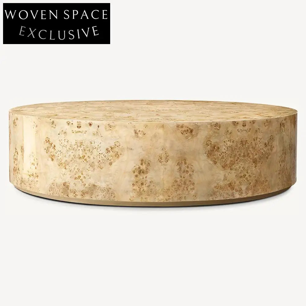 Sophisticated Round Burl Wood Coffee Table for Modern Living Room Decor