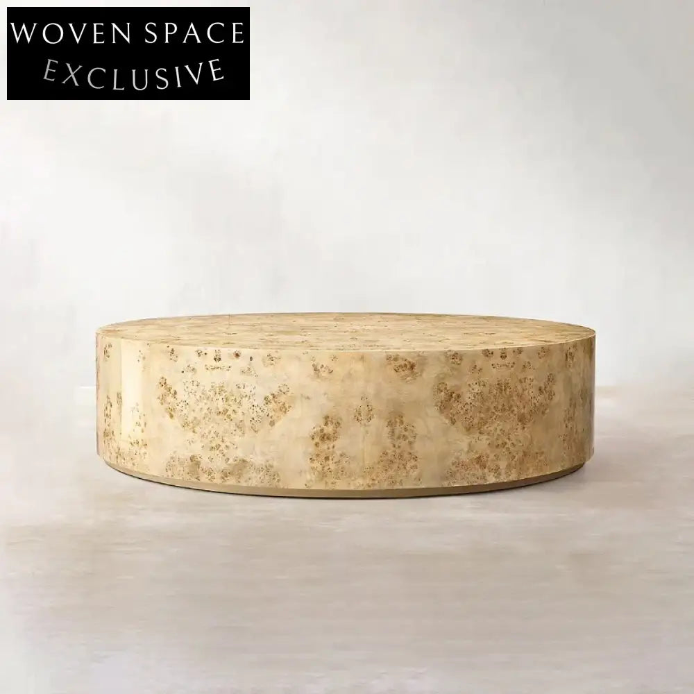 Sophisticated Round Burl Wood Coffee Table for Modern Living Room Decor