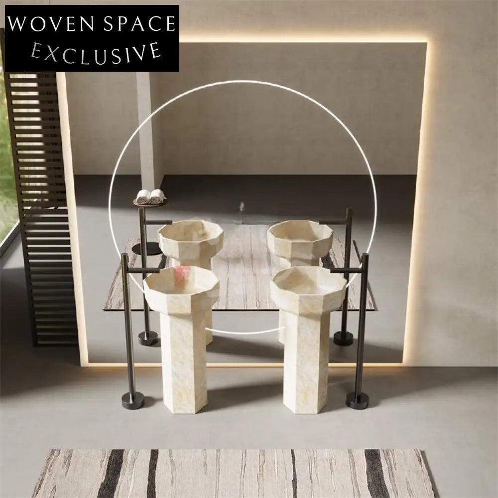 Soren Yellow Travertine Pedestal Basin