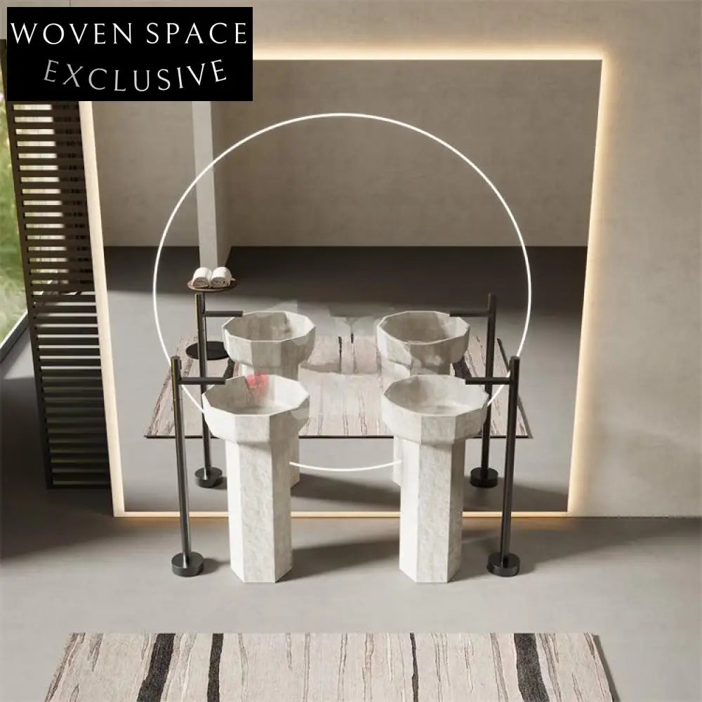 Soren Yellow Travertine Pedestal Basin