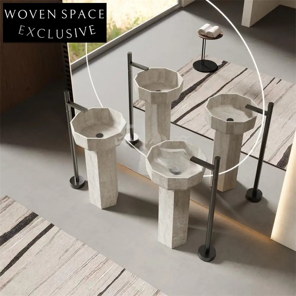 Soren Yellow Travertine Pedestal Basin