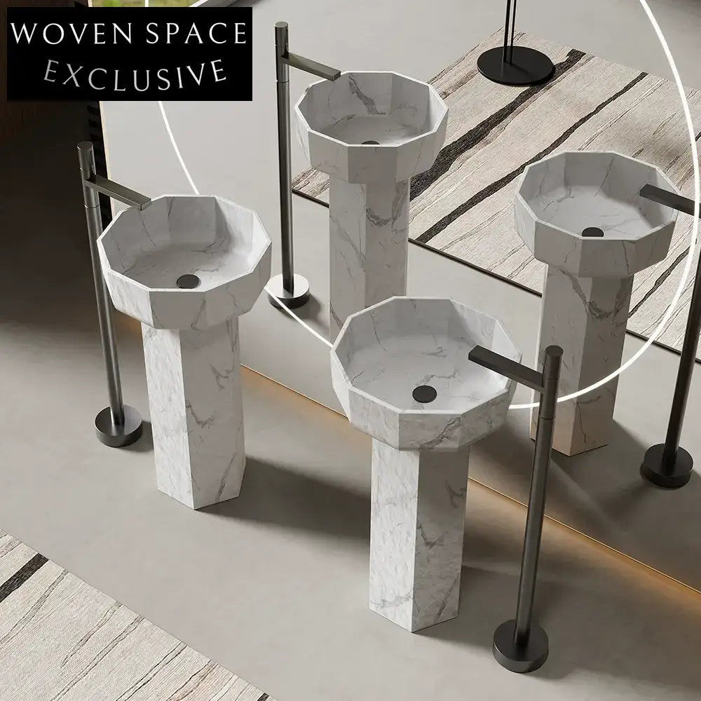 Soren Yellow Travertine Pedestal Basin