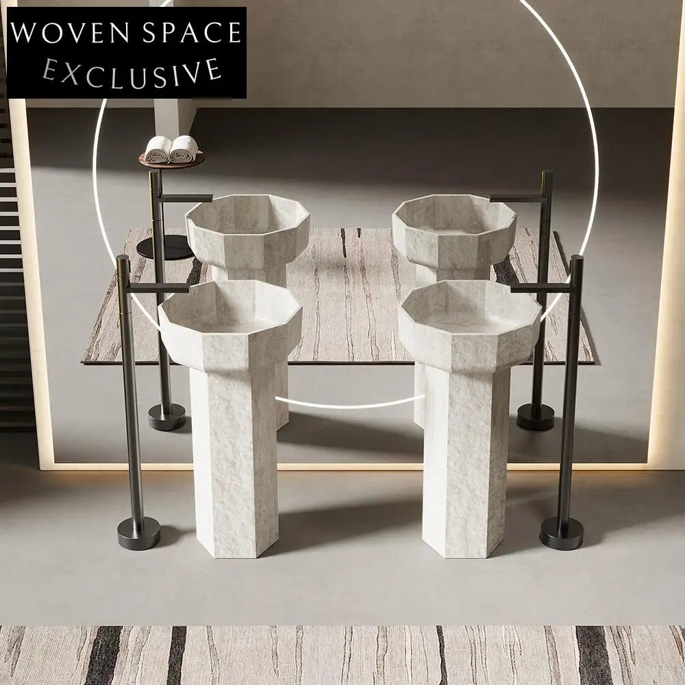 Soren Yellow Travertine Pedestal Basin