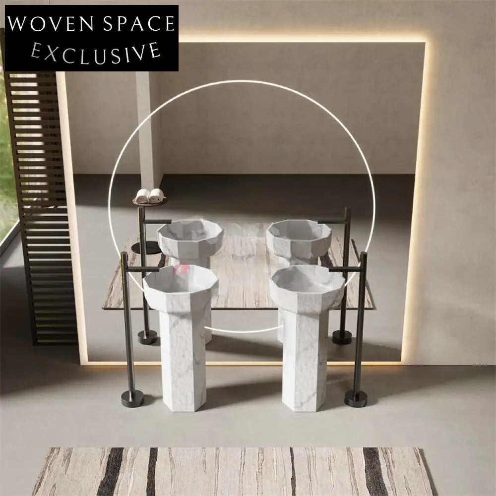 Soren Yellow Travertine Pedestal Basin