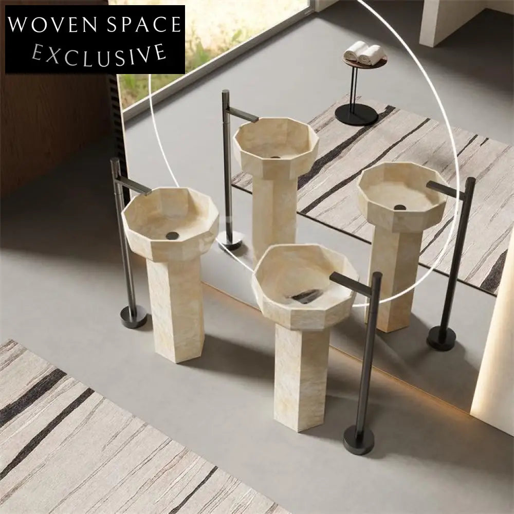 Soren Yellow Travertine Pedestal Basin