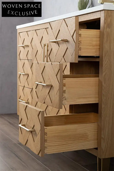 Spacious 48-inch Light Oak Veneer Single Sink Modern Bathroom Vanity Cabinet