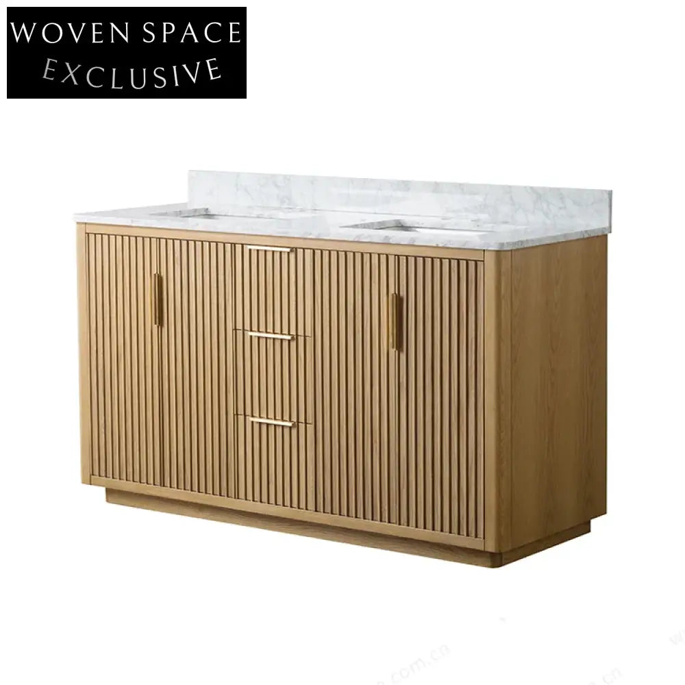 Spacious 60-inch Modern Double Sink Bathroom Vanity Cabinet with Storage