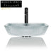Sparkling Diamond Crystal Square Tempered Glass Bathroom Vessel Sink
