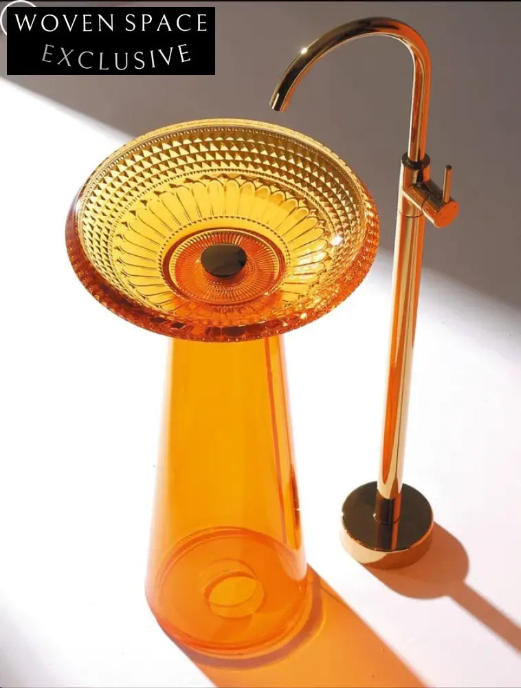 Sparkling Round Crystal Glass Countertop Bathroom Vessel Sink