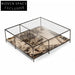 Square Italian Luxury Glass Coffee Table with Marble and Metal Base