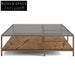 Square Italian Luxury Glass Coffee Table with Marble and Metal Base