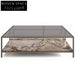 Square Italian Luxury Glass Coffee Table with Marble and Metal Base