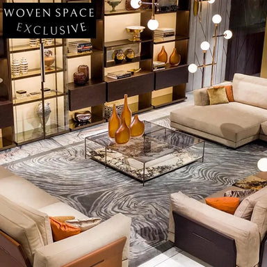 Square Italian Luxury Glass Coffee Table with Marble and Metal Base