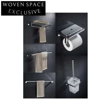 Square Stainless Steel Bathroom Hardware Accessory Set for Modern Washrooms