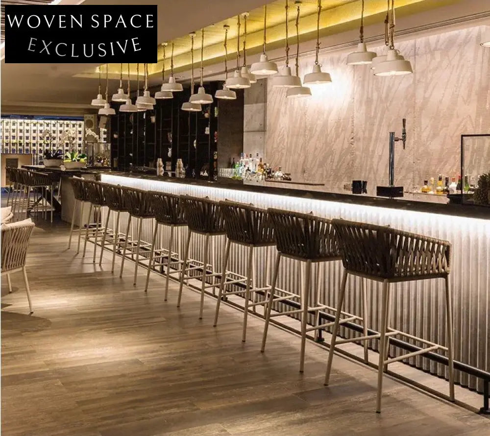 Stackable Outdoor Rattan Dining Chair for Garden Patio Bar Cafe