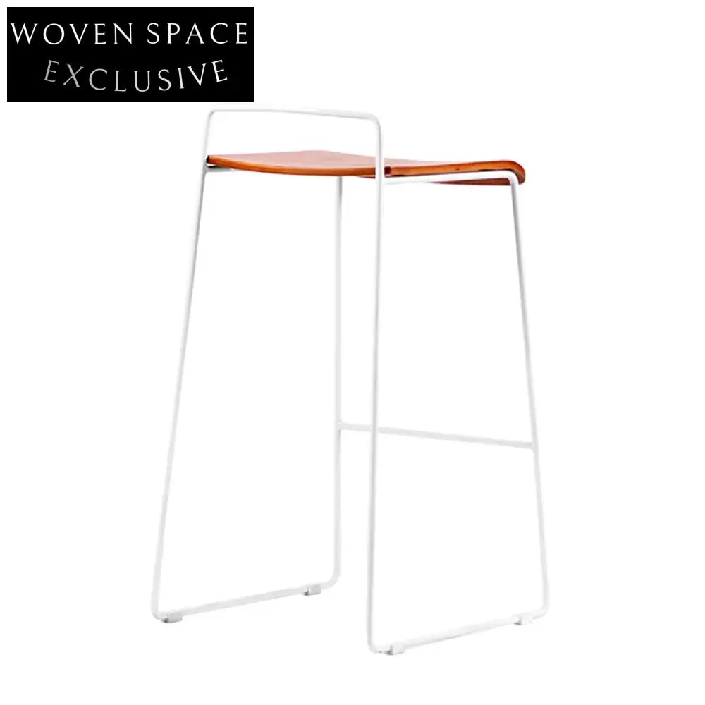 Stackable Plywood Seat Metal Wire High Bistro Bar Stool for Home