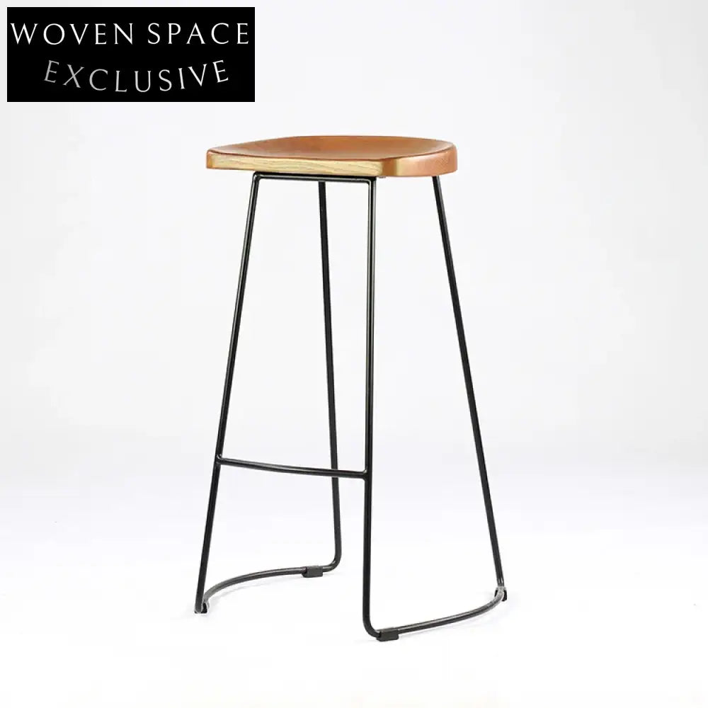 Stackable Plywood Seat Metal Wire High Bistro Bar Stool for Home