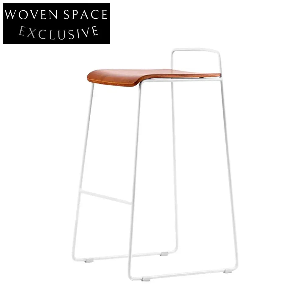 Stackable Plywood Seat Metal Wire High Bistro Bar Stool for Home