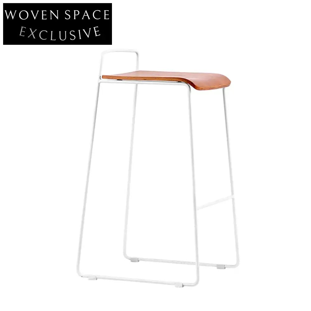 Stackable Plywood Seat Metal Wire High Bistro Bar Stool for Home