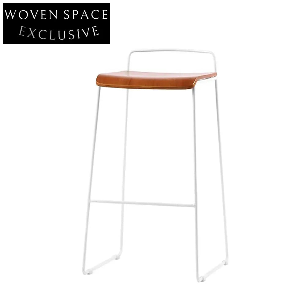 Stackable Plywood Seat Metal Wire High Bistro Bar Stool for Home