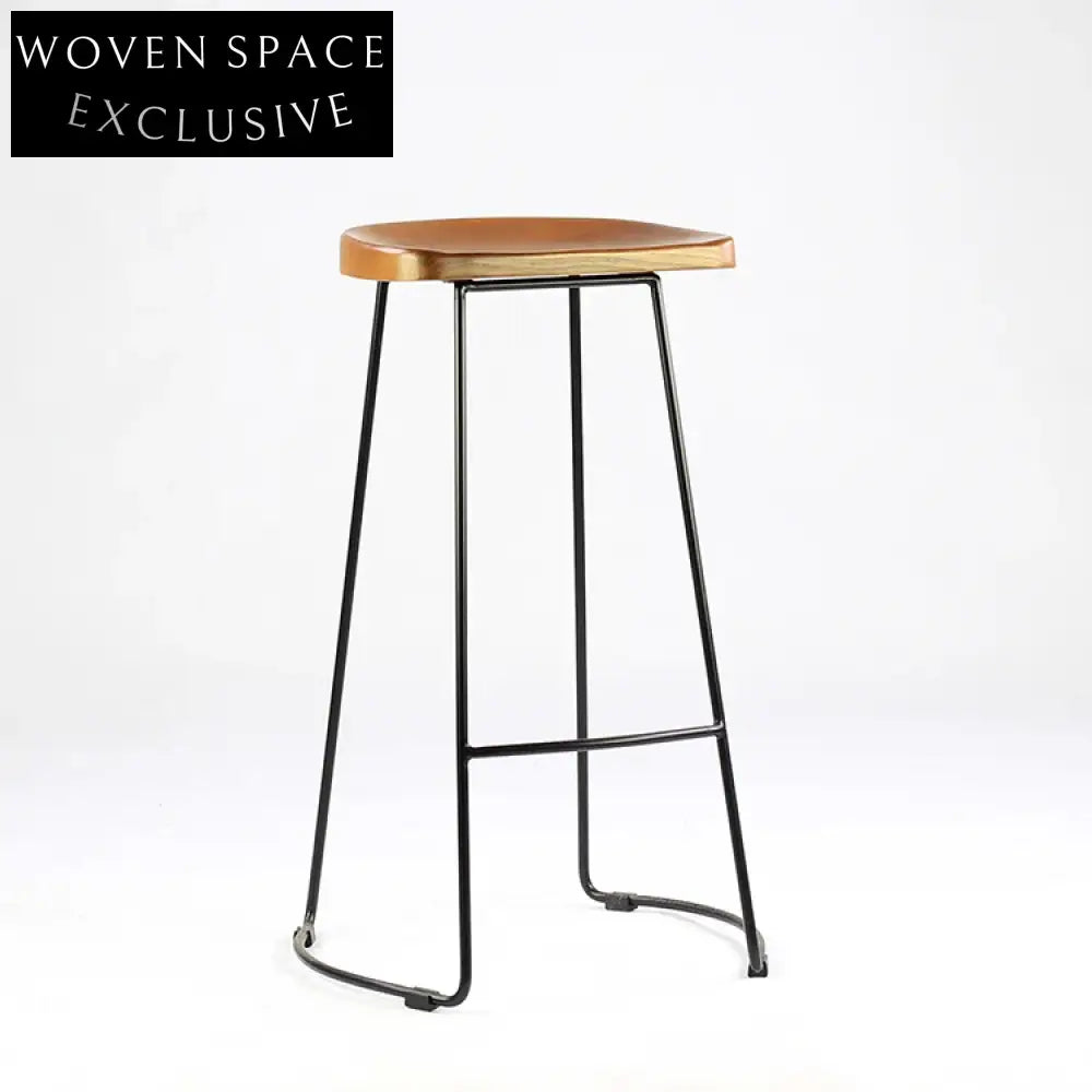 Stackable Plywood Seat Metal Wire High Bistro Bar Stool for Home