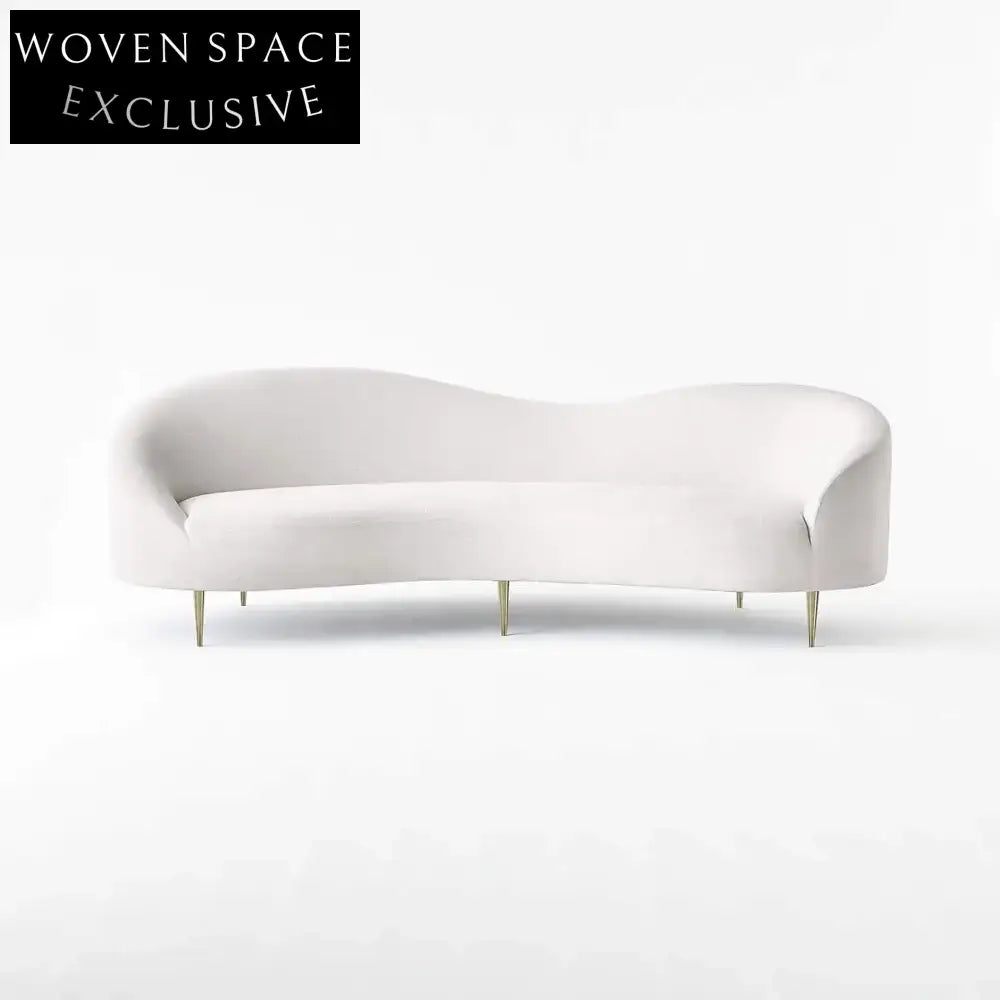 Luxurious Italian Velvet Linen Upholstered Sofa with Stainless Steel Legs