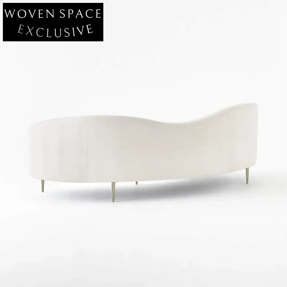 Luxurious Italian Velvet Linen Upholstered Sofa with Stainless Steel Legs